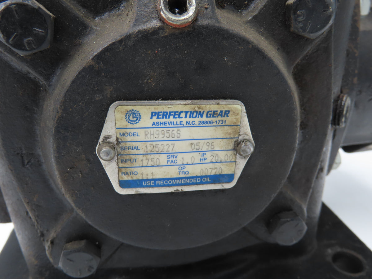 Perfection Gear RH9956S Right Angle Worm Gearbox Drive 1:1 Ratio 20Hp 1" Shafts