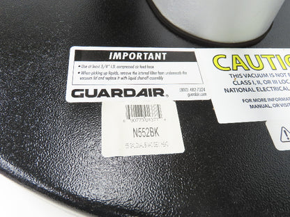 Guardair PowerQUAD 55 Gal Drum Pneumatic Venturi Vacuum Head Wet/Dry 110CFM