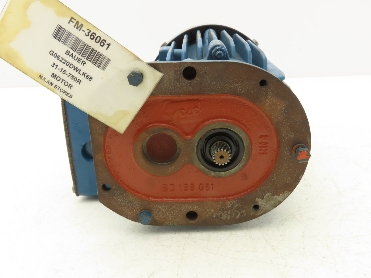 Bauer G06220DWLK68 AC Motor for Gearmotor 460V 3PH  No Gearbox *Rebuilt