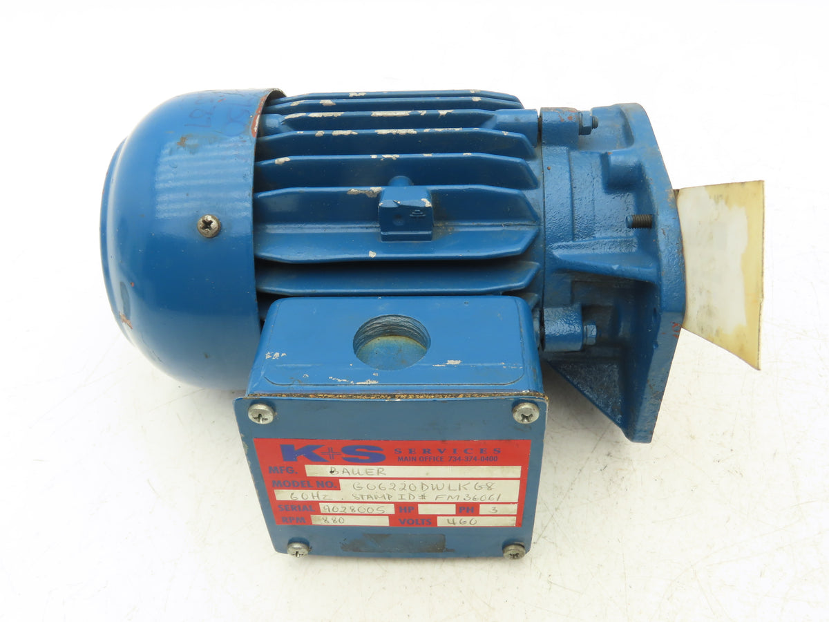 Bauer G06220DWLK68 AC Motor for Gearmotor 460V 3PH  No Gearbox *Rebuilt