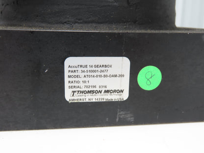 Thomson AT014-010-S0-OAM-209 AccuTrue 14 Planetary Gearbox 10:1 Inline Reducer