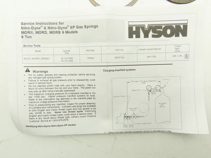 Hyson 20-319-7000 Nitro-Dyne Cylinder Repair Kit Seals O-Rings Shims Lube