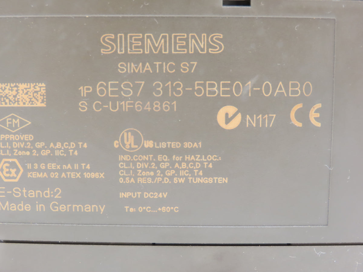 Siemens 6ES7313-5BE01-0AB0 SIMATIC S7-300 CPU 313C Compact CPU 24DI 16DO 4AI 2AO