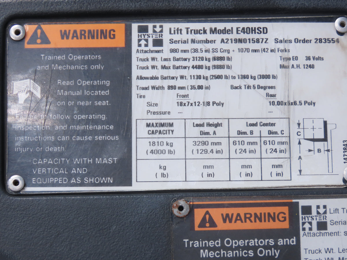 Hyster Dash Display Control Assembly Off E40HSD Electric Stand Up Forklift