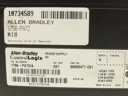 Allen Bradley 1756-PA72/A ControlLogix AC Power Supply 85-265VAC 5.1V 10A 75W