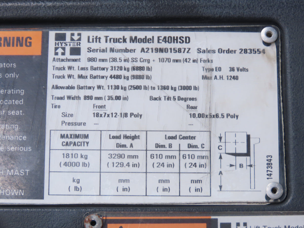 Hyster 8510521 Forklift Hydraulic Steering Pump Motor 36V Off E40HSD