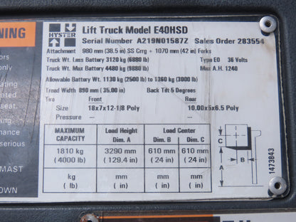 Hyster 8507289 Forklift Motor 36/48V 9.1kW Removed From E40HSD