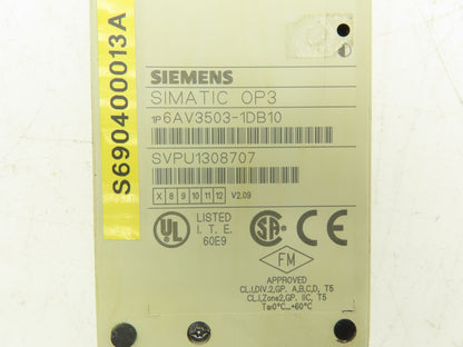 Siemens 6AV3503-1DB10 SIMATIC OP3 Operator Panel HMI 2x20 LCD 24VDC MPI RS232