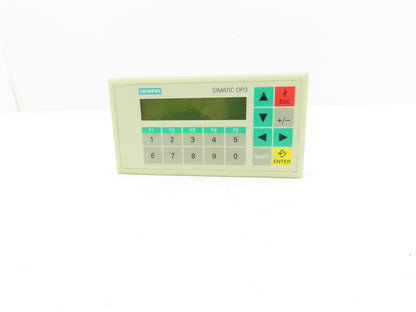 Siemens 6AV3503-1DB10 SIMATIC OP3 Operator Panel HMI 2x20 LCD 24VDC MPI RS232