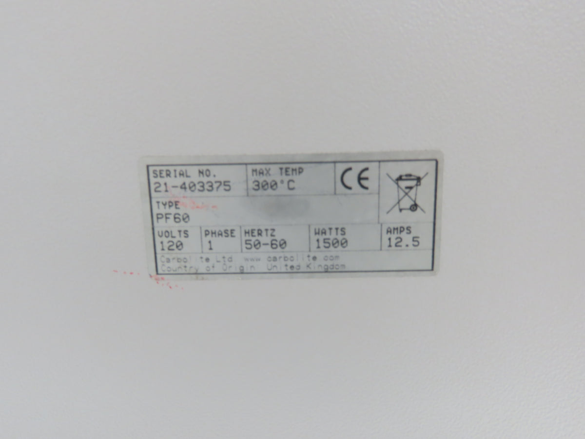 Carbolite PF60 Laboratory Oven Fan Convection PF 115VAC Digital Temp