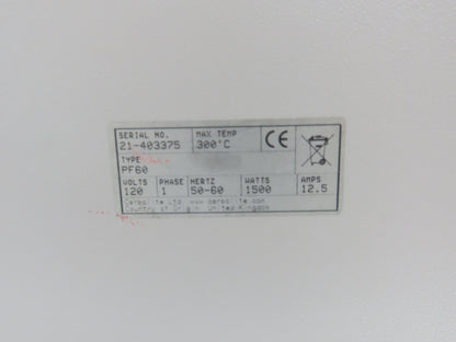 Carbolite PF60 Laboratory Oven Fan Convection PF 115VAC Digital Temp