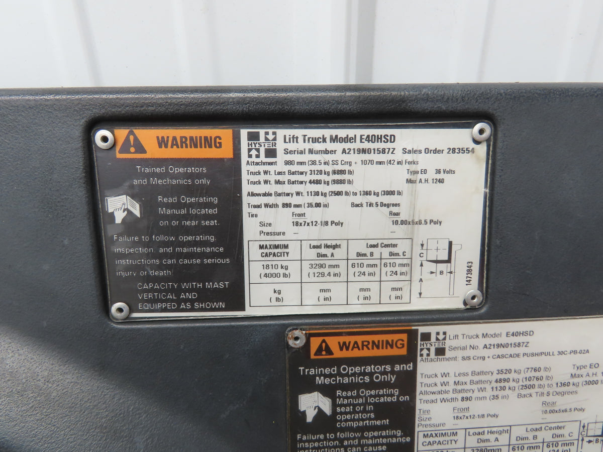 Hyster Operator Center Plastic Dash Cover Plate Off E40HSD Forklift