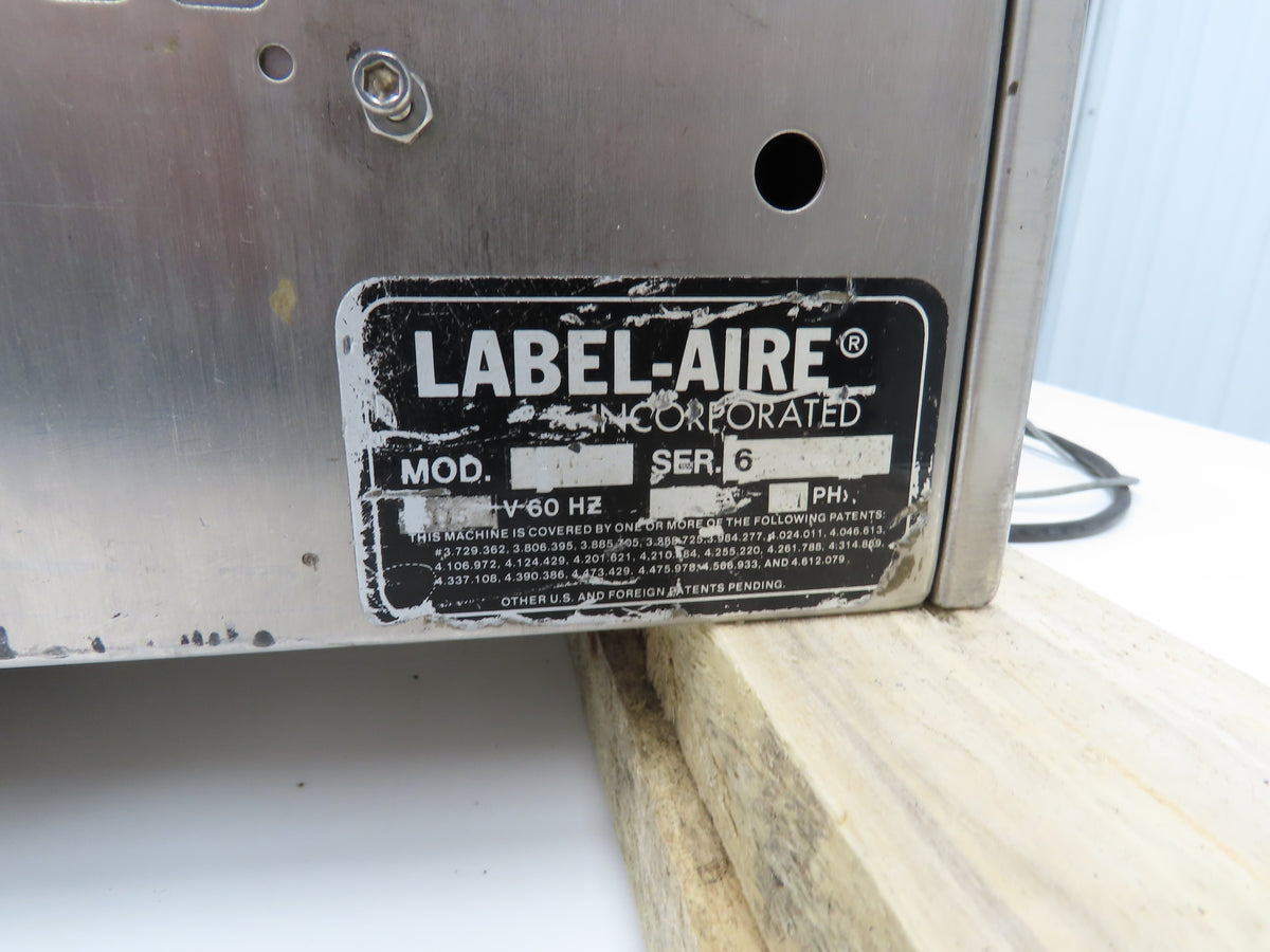 Label Aire 2114 Label Applicator Pneumatic Air Blow Cylinder No Printer