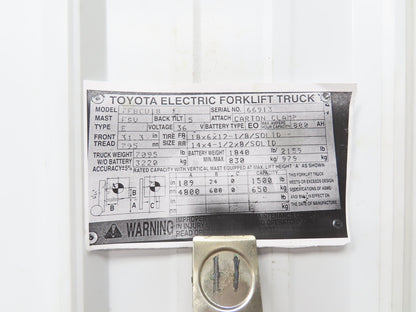 Toyota 7FBCU18 Electric Forklift Motor Drive Front Axle 8 Lug Off 7FBCU18