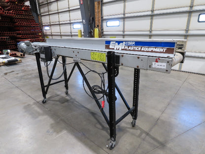 EMI Plastics 17"x 8' Portable Belt Conveyor 11"Bed 115V 1PH 16FPM Variable Speed