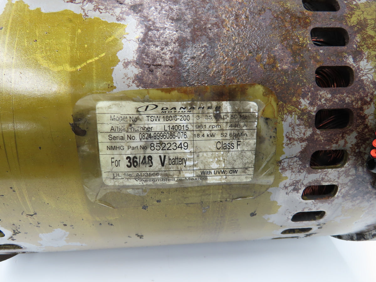 Danaher Controls TSW 180/6-200 Forklift Traction Motor 36/48V 961RPM Off E60Z-33
