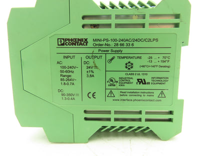 Phoenix MINI-PS-100-240AC/24DC/C2LPS Power Supply 85-264VAC/90-350VDC In 24V Out