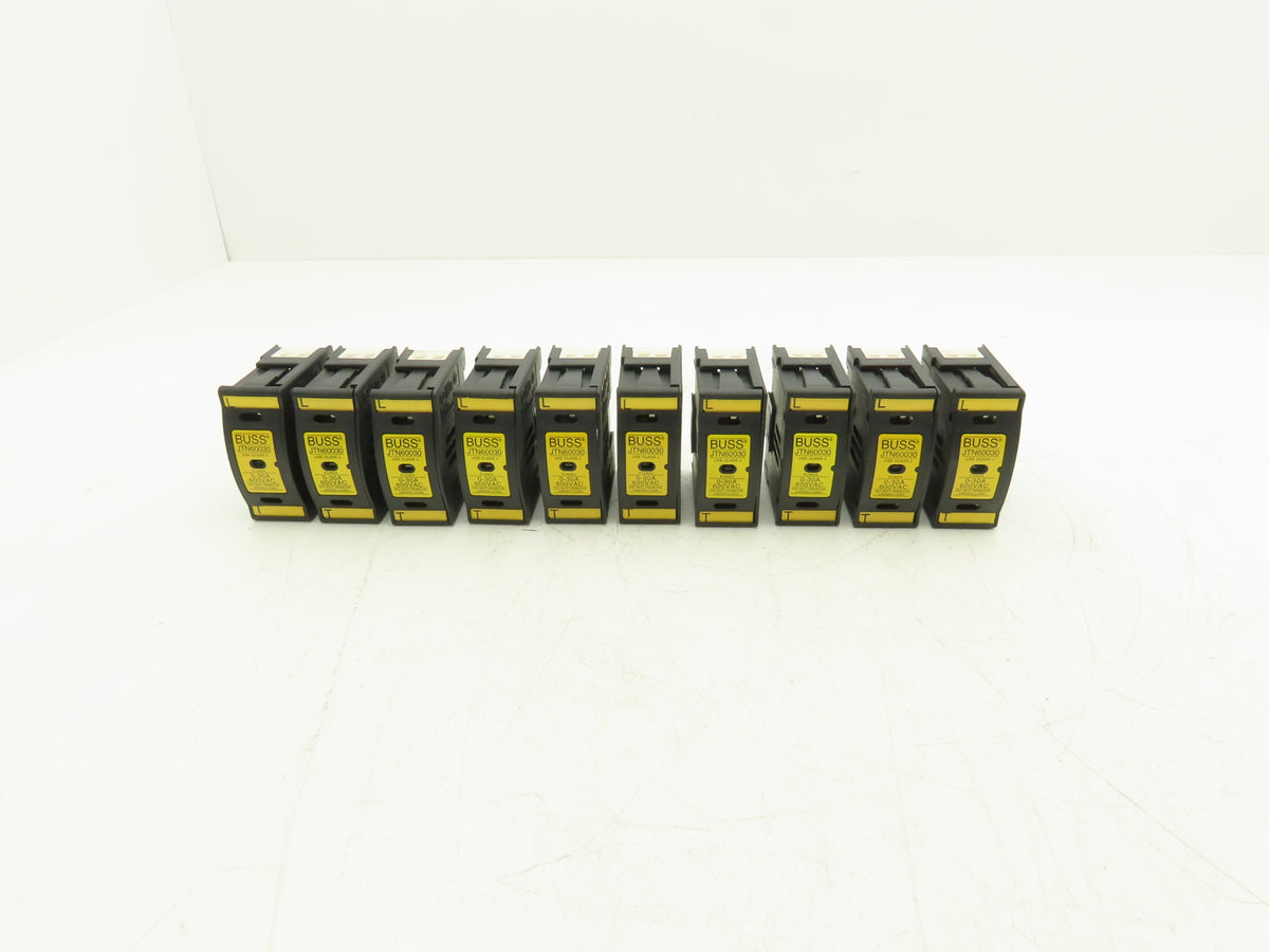 Buss JTN60030 Fuse Holder 30Amp 600V AC/DC 1-Pole Finger Safe Class J Lot of 10