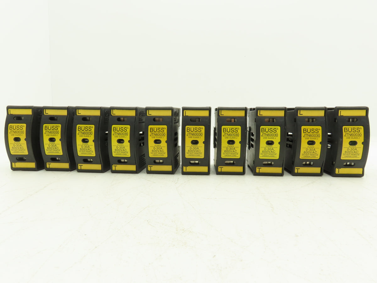 Buss JTN60030 Fuse Holder 30Amp 600V AC/DC 1-Pole Finger Safe Class J Lot of 10