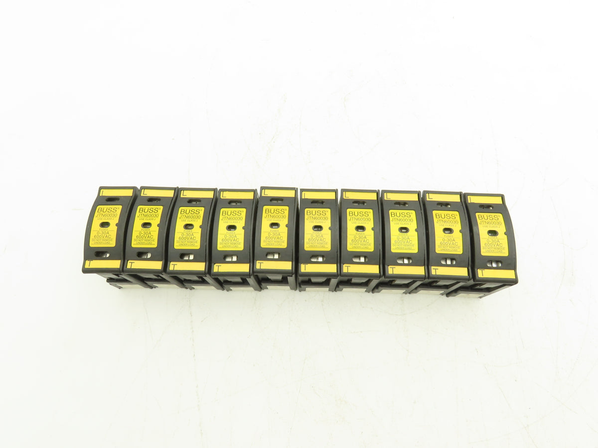 Buss JTN60030 Fuse Holder 30Amp 600V AC/DC 1-Pole Finger Safe Class J Lot of 10
