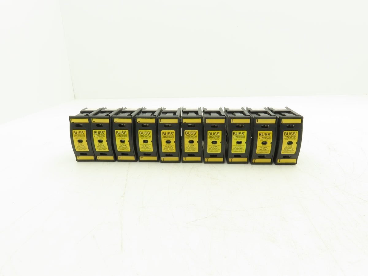Buss JTN60030 Fuse Holder 30Amp 600V AC/DC 1-Pole Finger Safe Class J Lot of 10