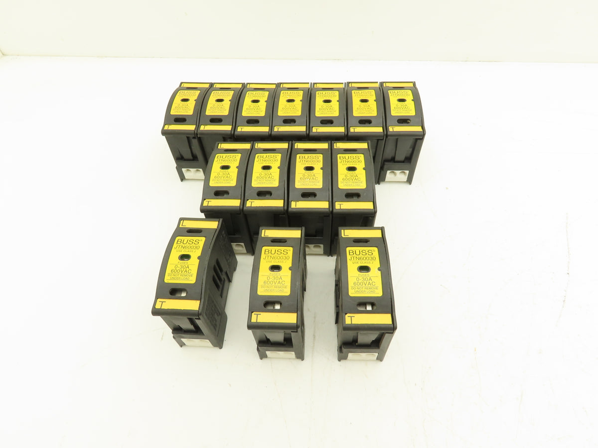 Buss JTN60030 Fuse Holder 30Amp 600V AC/DC 1-Pole Finger Safe Class J Lot of 14
