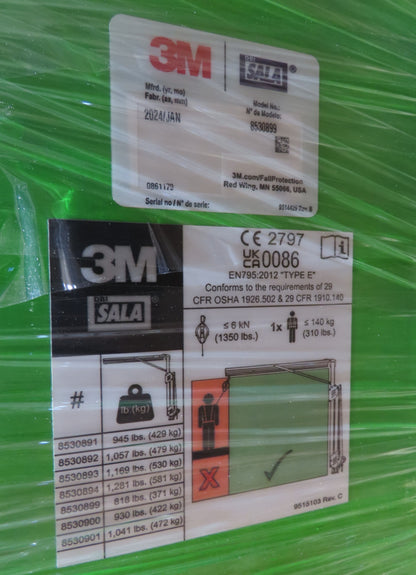 3M DBI SALA Flexiguard M200 Safety Jib Crane 15'L x 20'H Fall Protection 310Lb