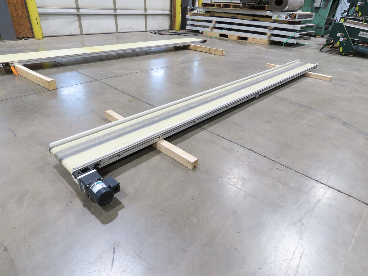 QC Industries 12"x 13'L Flat Belt Conveyor 230V 3PH 8FPM Automation Series