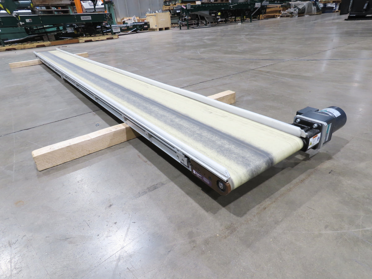 QC Industries 12"x 13'L Flat Belt Conveyor 230V 3PH 8FPM Automation Series