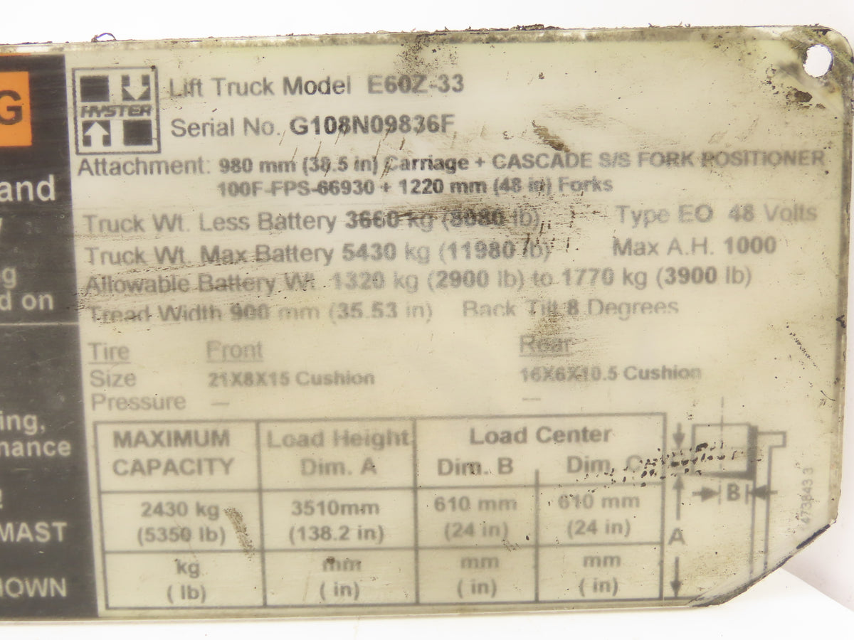 Yale Hyster V104 8541084 Hydraulic Control Module ECU PCM BCM Rev 2 Off E60Z-33