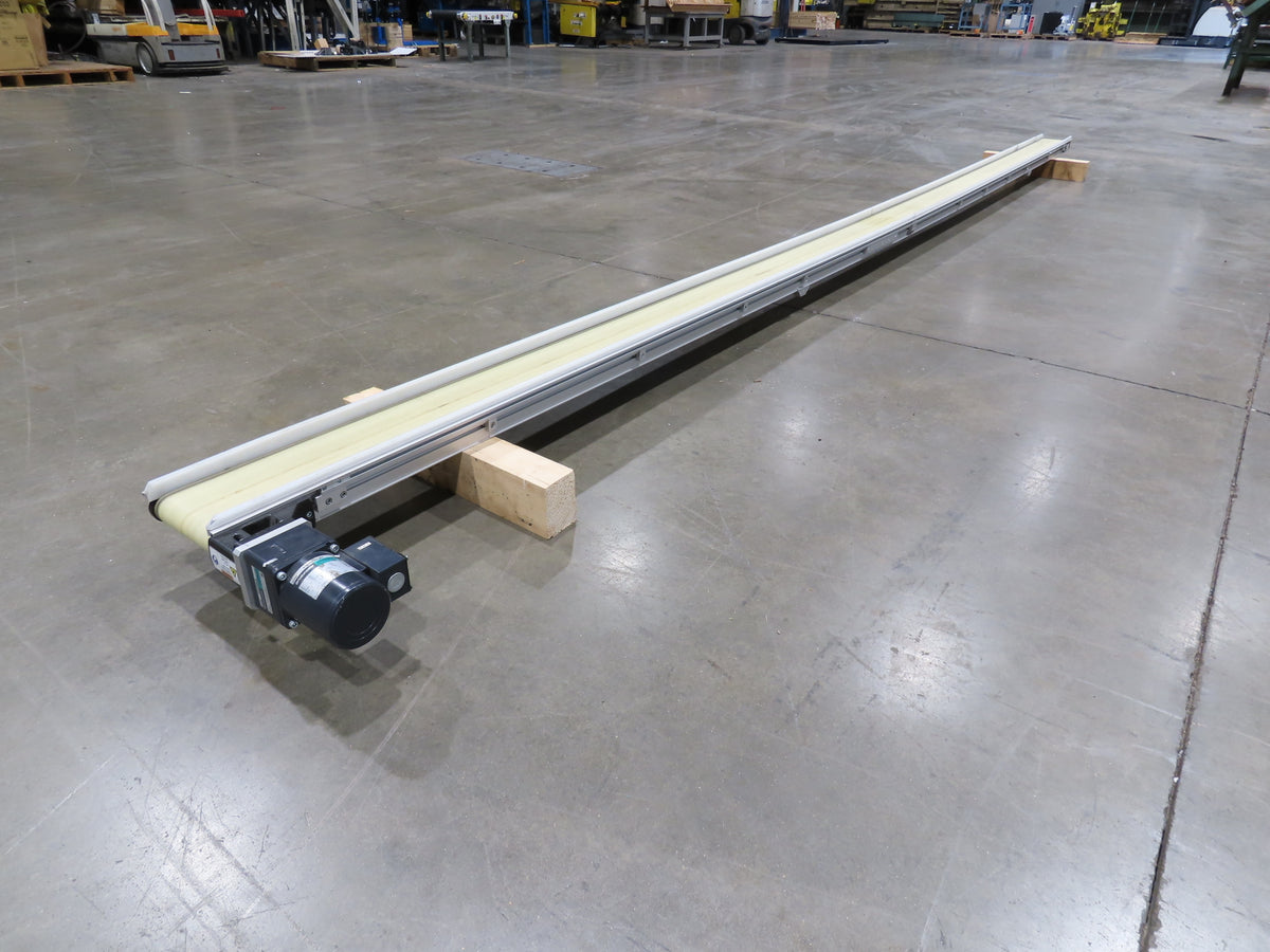 QC Industries 6"x 17'L Flat Belt Conveyor 230V 3PH 8FPM Automation Series RH