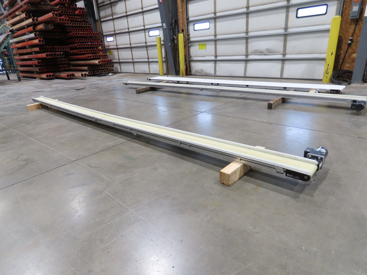 QC Industries 6"x 17'L Flat Belt Conveyor 230V 3PH 8FPM Automation Series RH