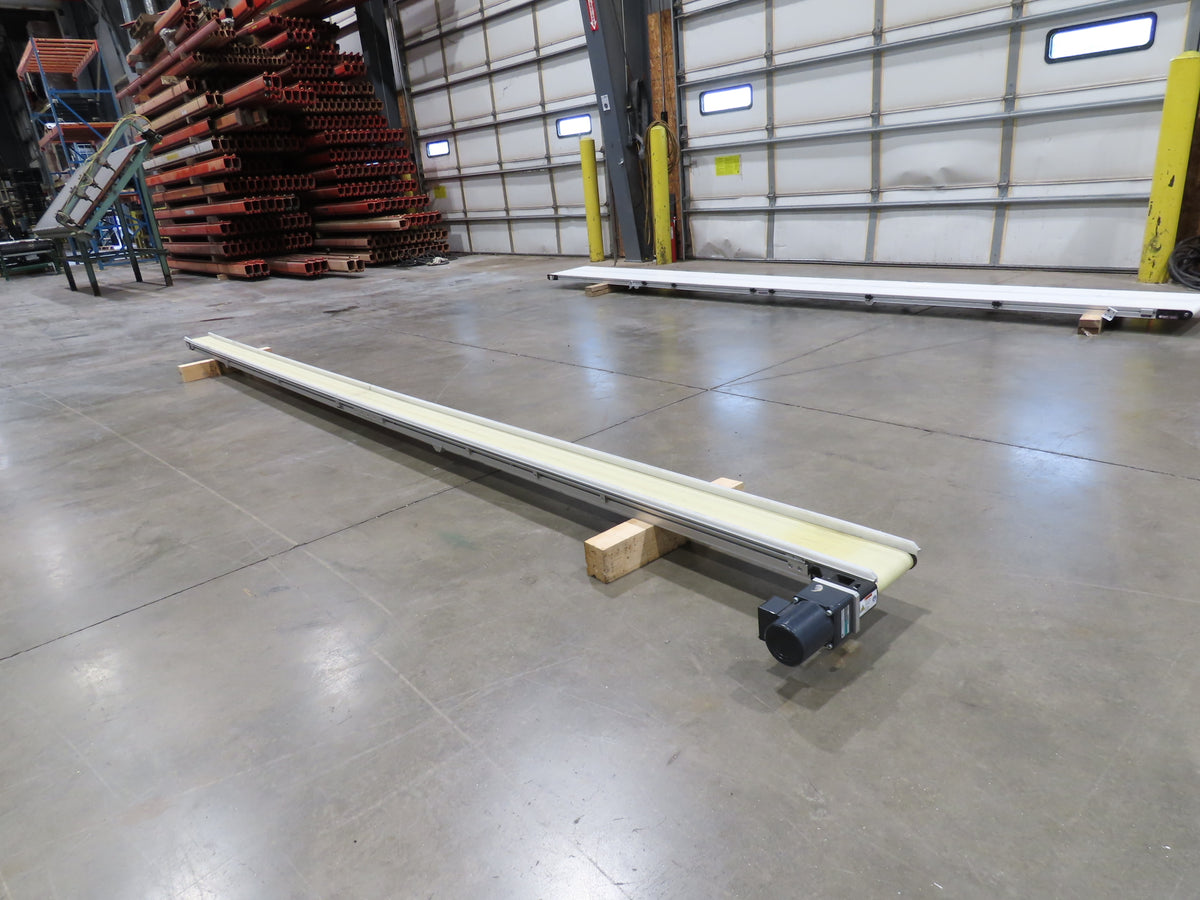QC Industries 6"x 17'L Flat Belt Conveyor 230V 3PH 8FPM Automation Series LH