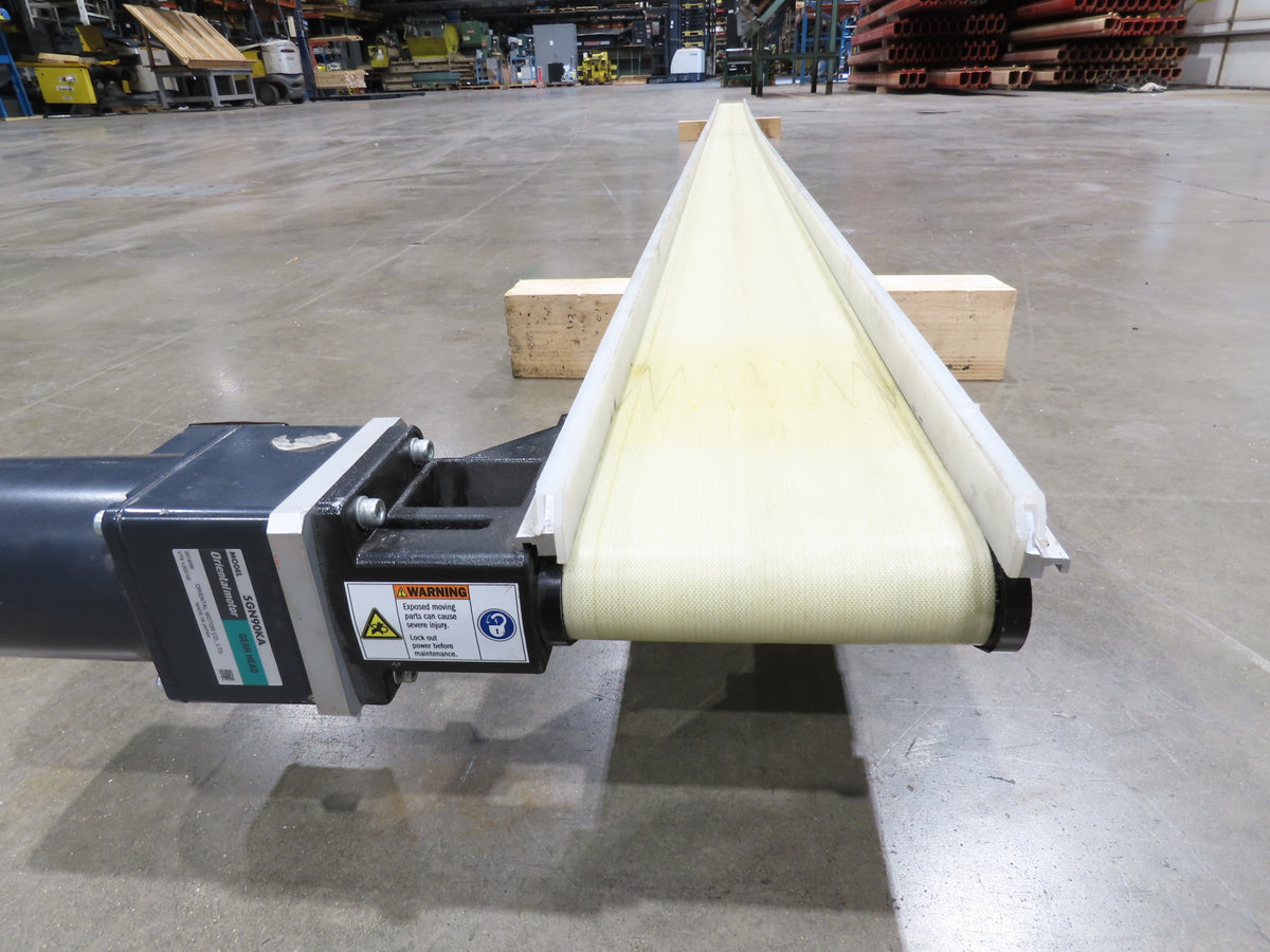 QC Industries 6"x 17'L Flat Belt Conveyor 230V 3PH 8FPM Automation Series LH