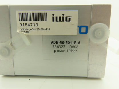 Festo ADN-50-50-I-P-A-S6 Pneumatic Air Cylinder 50mm Bore 50mm Stroke 145PSI