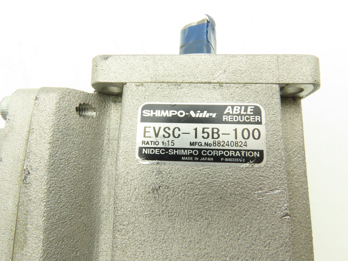 Shimpo-Nidec EVSC-15B-100 Gearbox 15:1 Reducer For Servo Motor 3/4" Output