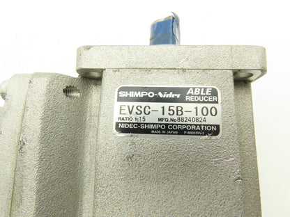 Shimpo-Nidec EVSC-15B-100 Gearbox 15:1 Reducer For Servo Motor 3/4" Output