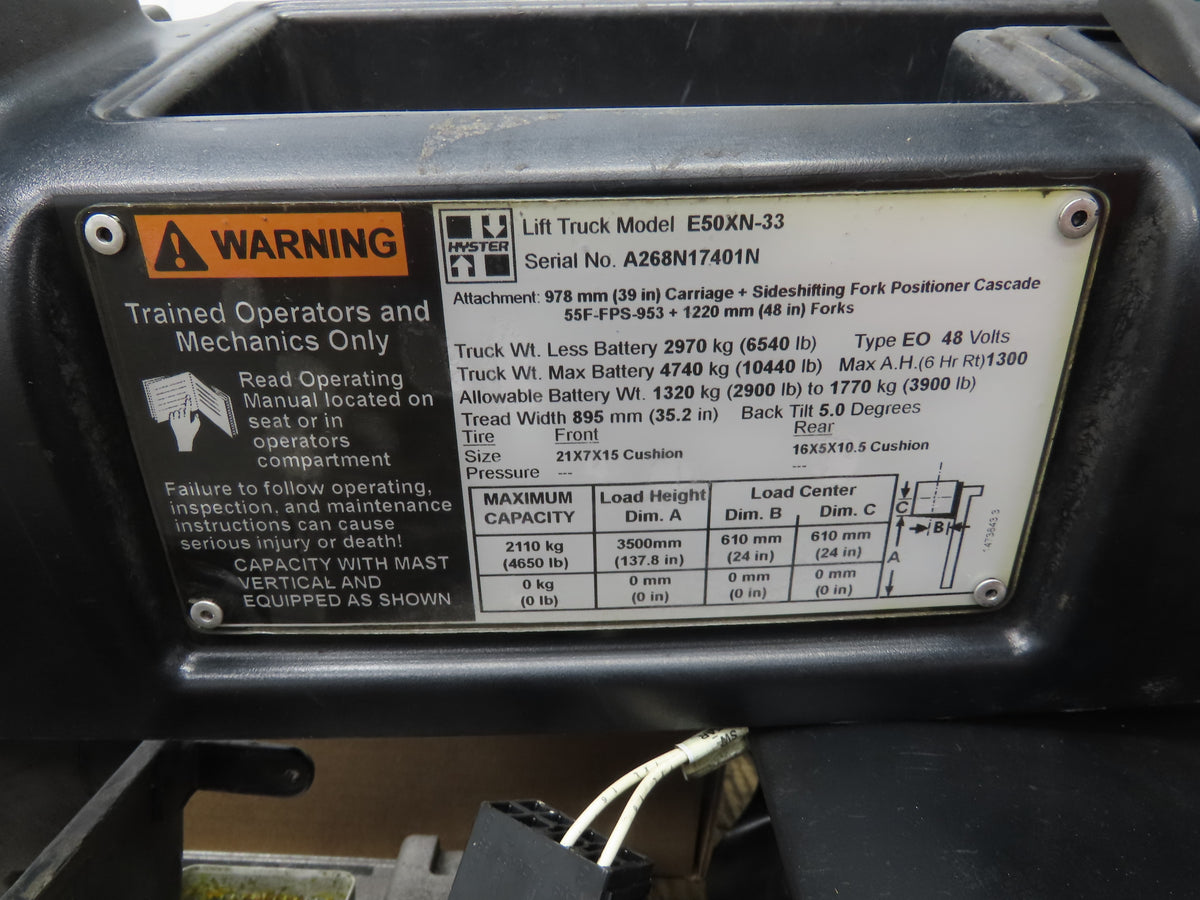 Hyster E50XN-33 Electric Forklift Rear Axle Dual Hydraulic Steering Assembly