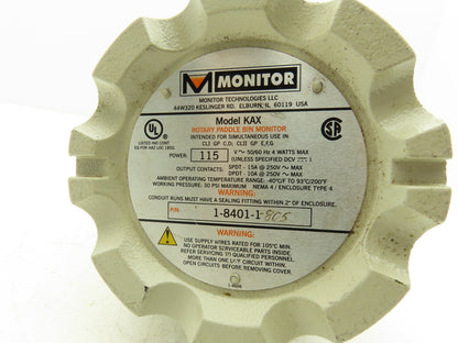 Monitor Technologies KAX Rotary Paddle Bin Monitor 115v 50/60hz Hazardous Use