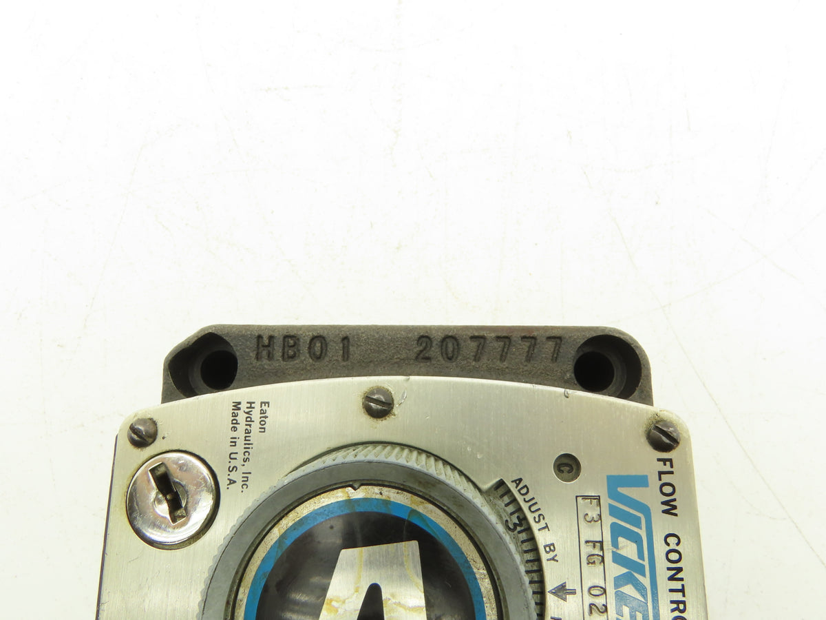 Vickers F3 FG 02 1500 50 Hydraulic Flow Control Valve Manual Knob 1500PSI No Key