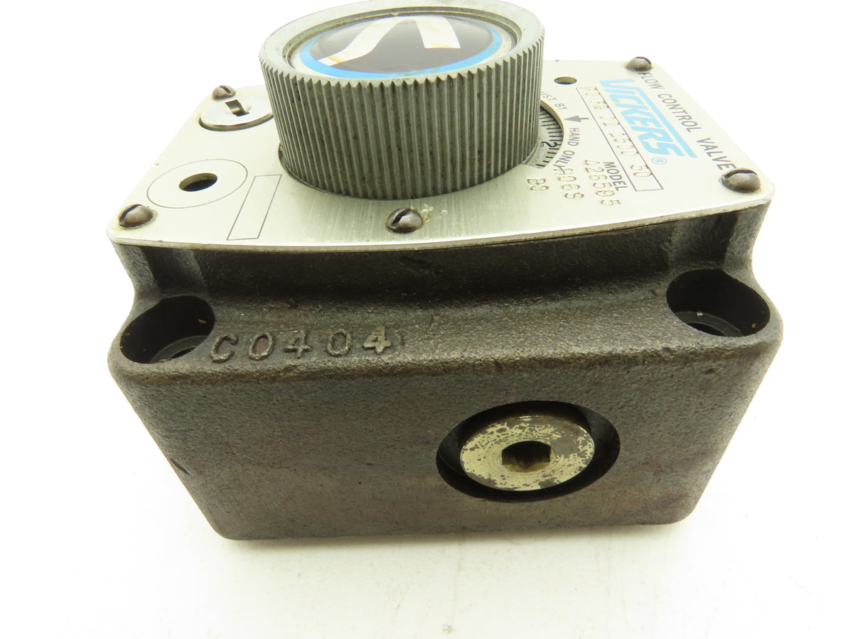 Vickers F3 FG 02 1500 50 Hydraulic Flow Control Valve Manual Knob 1500PSI No Key