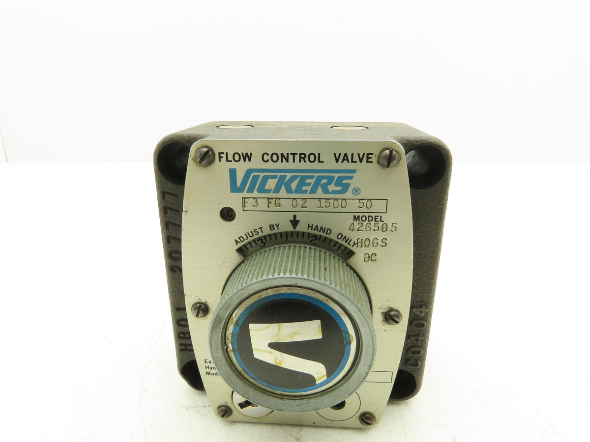 Vickers F3 FG 02 1500 50 Hydraulic Flow Control Valve Manual Knob 1500PSI No Key