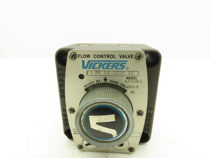 Vickers F3 FG 02 1500 50 Hydraulic Flow Control Valve Manual Knob 1500PSI No Key