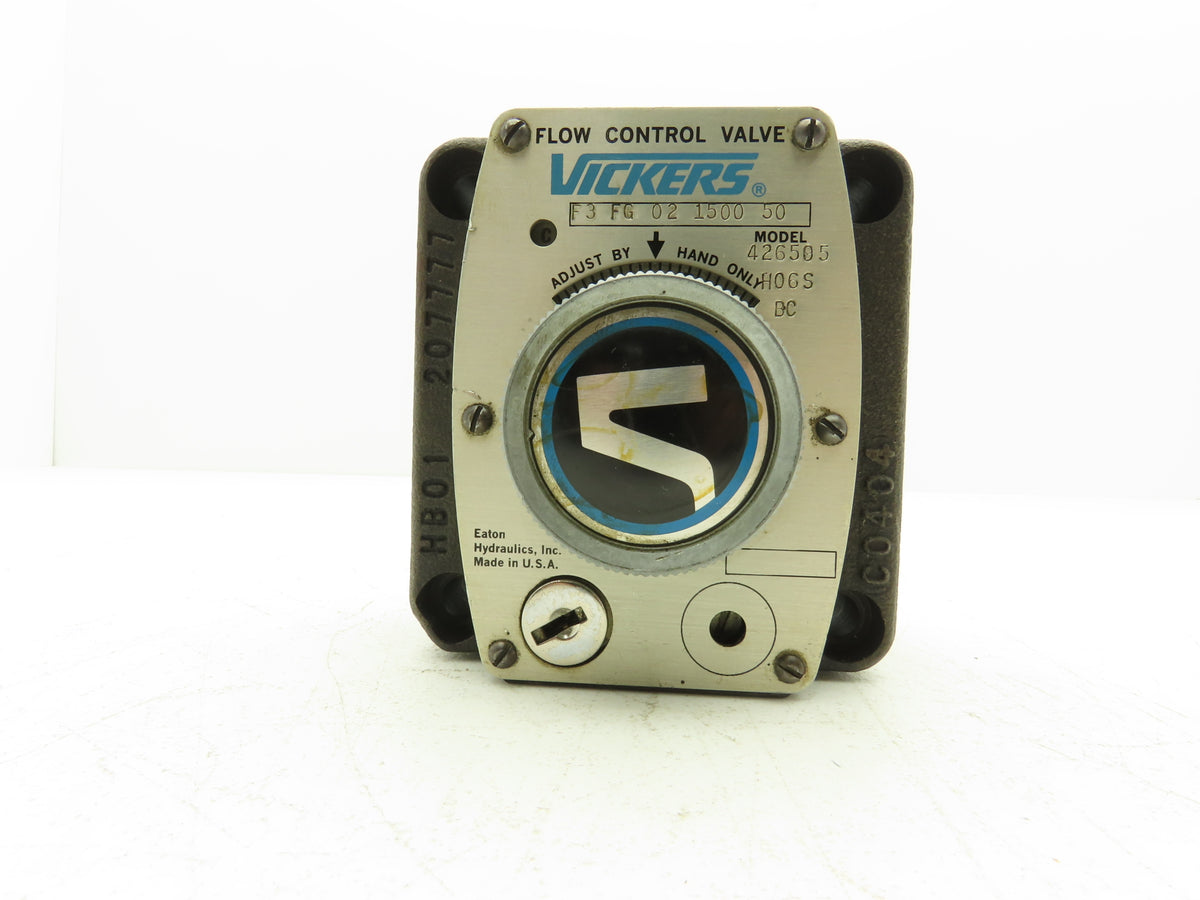 Vickers F3 FG 02 1500 50 Hydraulic Flow Control Valve Manual Knob 1500PSI No Key