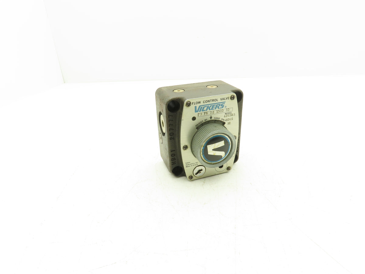 Vickers F3 FG 02 1500 50 Hydraulic Flow Control Valve Manual Knob 1500PSI No Key