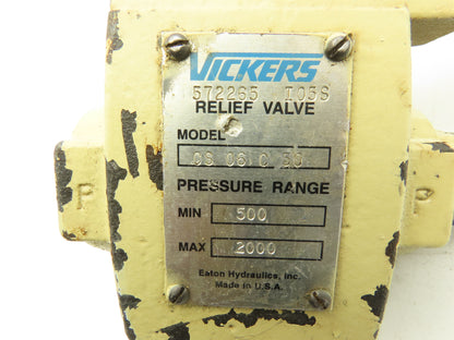 Vickers CS 06 C 50 Hydraulic Relief Valve 500-2000 PSI Adjustable Eaton