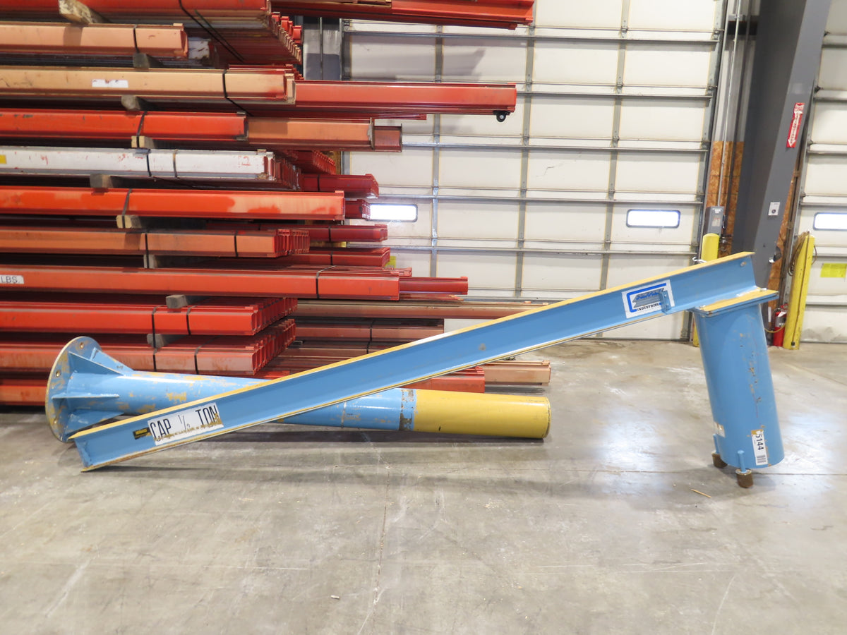 Contrx 1/2 Ton 1000Lb Free Standing Post Jib Crane 12' Span 10'H Under Beam