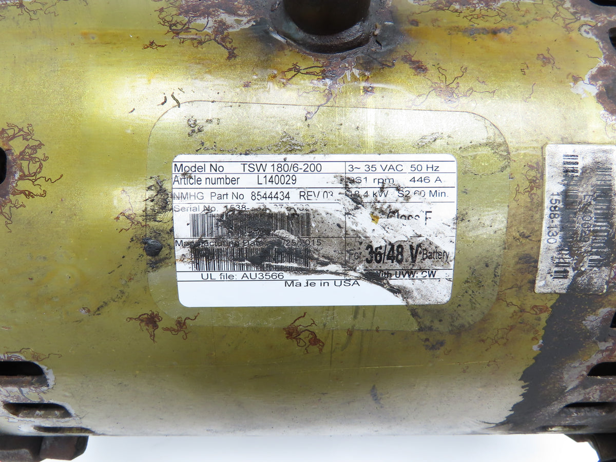 Danaher TSW 180/6-200 Hyster Forklift Traction Motor 36/48V 961RPM E50XN-33
