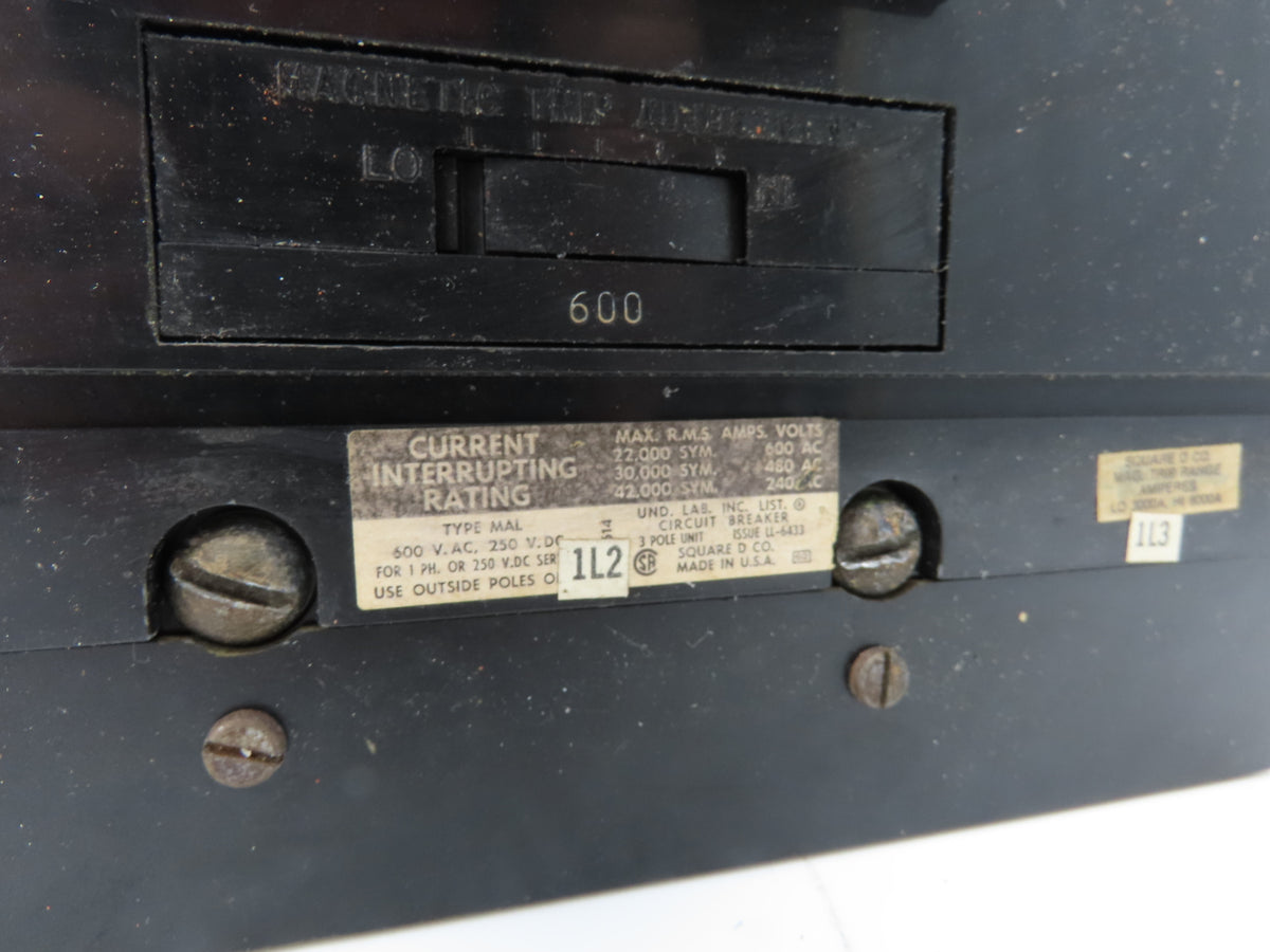 Square D MAL36600 Molded Case Circuit Breaker 600A 3 Pole 600V M Frame Series 1