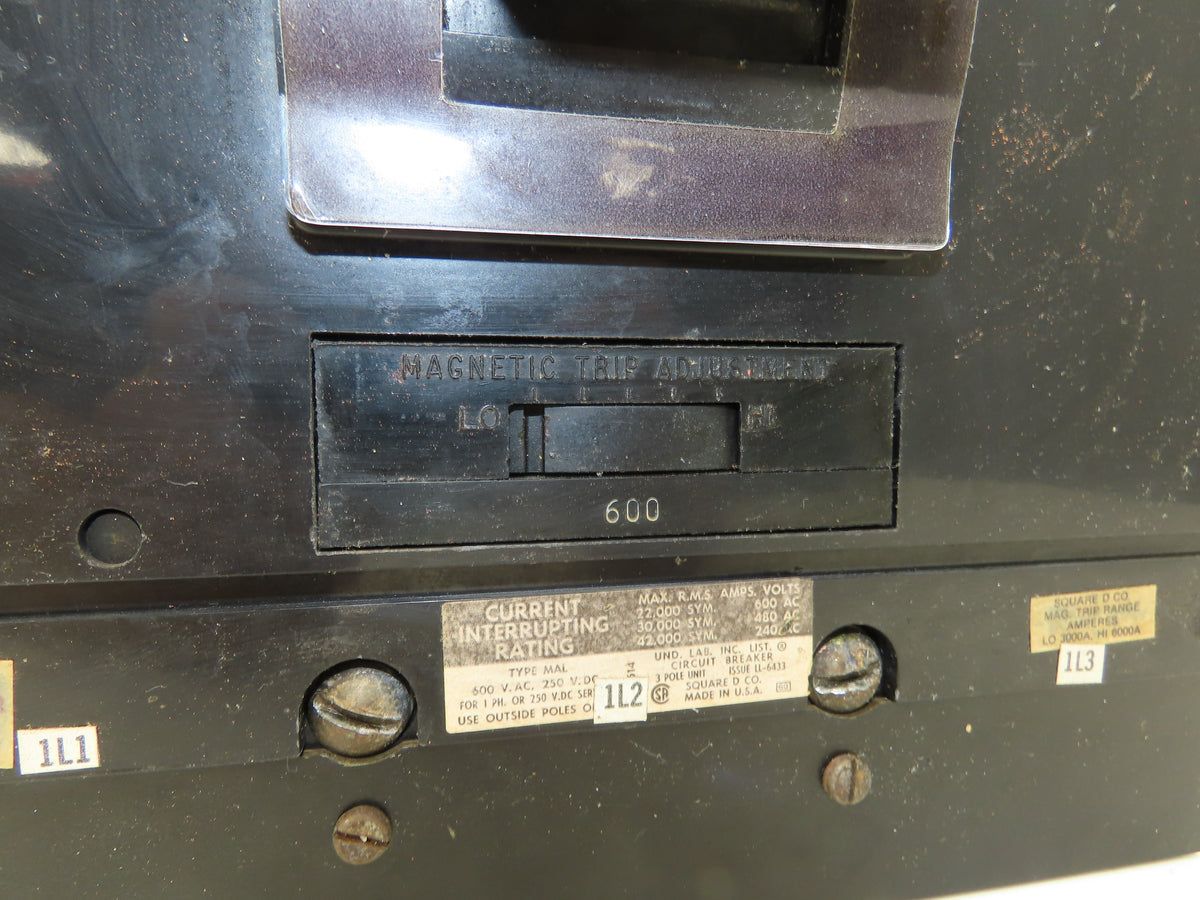 Square D MAL36600 Molded Case Circuit Breaker 600A 3 Pole 600V M Frame Series 1